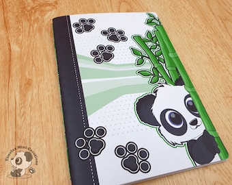 Panda Blank Stickerbook, Softcover notebook, dagboek, gelinieerde pagina's, blanco pagina's, gestippelde pagina's, A5 notebook, papier, schattig notitieboekje, herbruikbaar