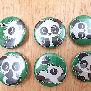 Cute panda set button pin, panda button pin, panda button pin set, panda accessory, cute panda gift, panda pin, anime panda, anime pins
