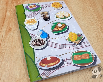 Filipijns eten blanco Stickerbook, Softcover notebook, dagboek, gelinieerde pagina's, blanco pagina's, gestippelde pagina's, A5 notebook, anime, schattig notebook