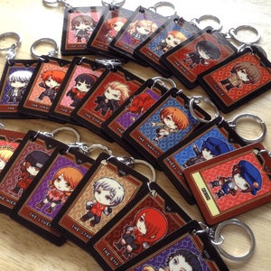 Persona tarot keychains, Persona tarot, Persona tarot keychain, tarot keychains, tarot charms, yu, yosuke, chie, kanji, rise