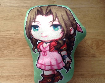 FF7 Aeris Pillow, Final Fantasy 7 Aerith, Aeris plushie, ff7 plush, anime pillow, Stuffed pillow, final fantasy 7 plush, Double sided