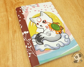 Okami Blank Stickerbook, Softcover Notebook, journal, lined page, blank pages, dotted pages, A5 notebook, handmade notebook