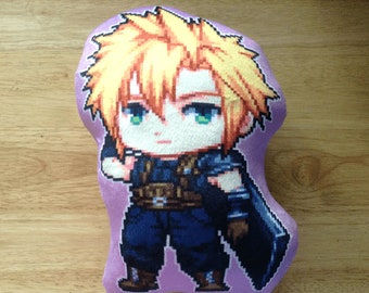 FF7 Cloud Strife Pillow, Final Fantasy 7 Cloud, Cloud plushie, ff7 plush, anime pillow, Stuffed pillow, final fantasy 7 plush, Double sided