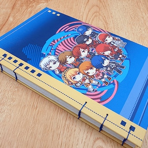 Handmade Persona 3 Journal, Persona 3 Notebook, A5 Journal, Anime, Coptic Journal, Coptic stitch, Blank Notebook,  gamer gift, anime, lined
