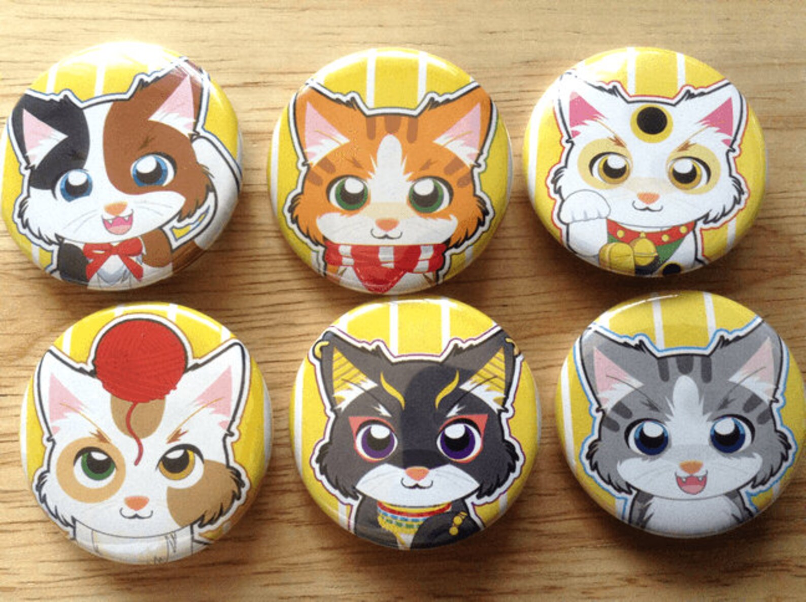 Cat Button Pins Cat Pins Cat Buttons Cat Party Pin Cat Etsy