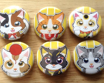 Cat button pins, Cat pins, Cat buttons, Cat party pin, Cat lover pin, lucky cat, cat party pins, anime pin, Cat lover, party favors