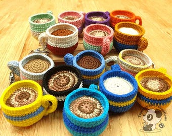 Custom Coffee cup Food keychain Amigurumi Crochet