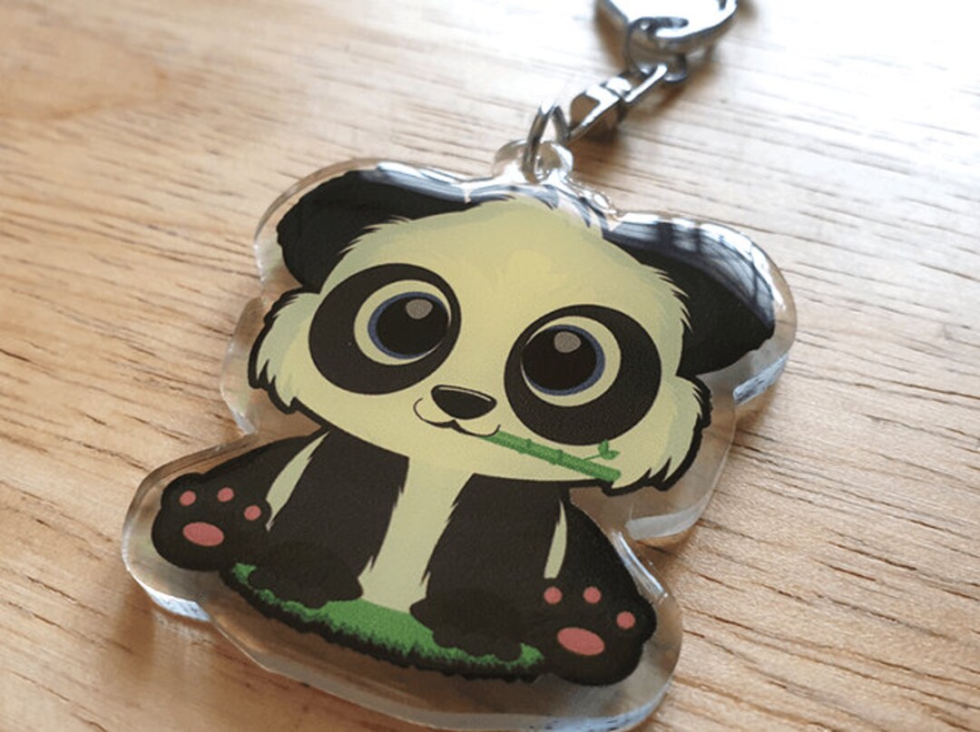 Panda Acrylic Keychain Panda Charm Cute Panda Accessory Etsy