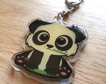 Panda acrylic keychain, Panda Charm, Cute panda accessory, panda phone strap, phone strap, panda gift, panda charm, animal keychain, panda
