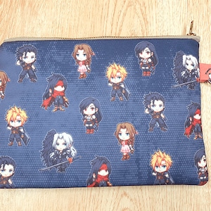 Bolsa con cremallera FF7, bolso de pulsera, cartera de viaje, cartera de tela, estuche para lápices, regalo para jugadores, bolsa cosmética, bolsa de cremallera linda