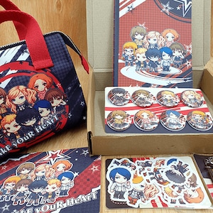 Persona Gift Set, Persona Bundle Set, anime gift set, anime bundle, holiday gift set, persona charm, persona pins, persona sticker