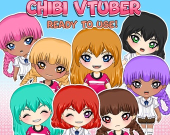 Live2D model premade, Customizable chibi vtuber model, full body chibi live2d model, ready to use