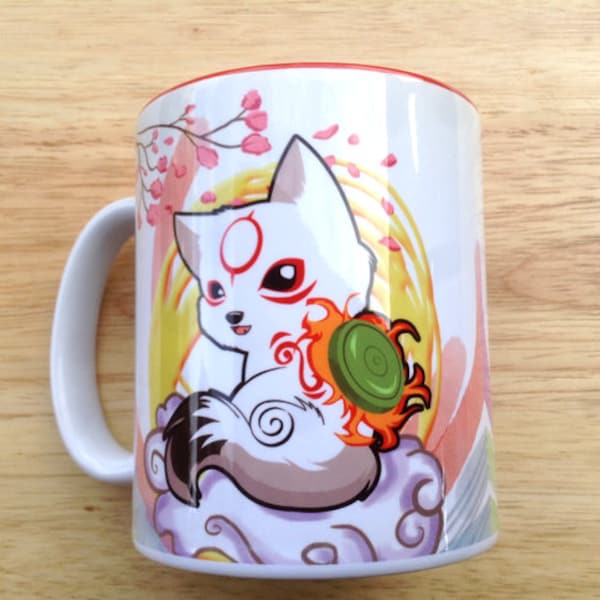 Okamiden mug, Okami ceramic mug,  Chibiterasu mug, 11 oz mug, Okami coffee mug, Okami cup, Okamiden mug, Okami, Okamiden, Amaterasu