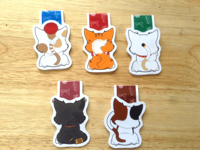 Cat Magnetic Bookmarks, cat bookmarks, lucky cat, magnetic bookmark, magnet page marker, book lover gift, anime bookmark, magnet bookmark image 4