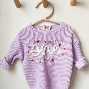 Custom birthday sweater, one year old birthday, two year old birthday, birthday sweater, baby birthday image 3