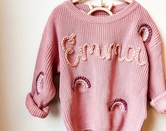 Custom rainbow sweater, baby sweater,  name sweater, toddler name sweater, baby announcement sweater, rainbow baby