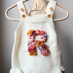 Custom embroidered floral initial, custom toddler jumper, custom baby romper, custom initial sweater, baby name sweater, baby romper