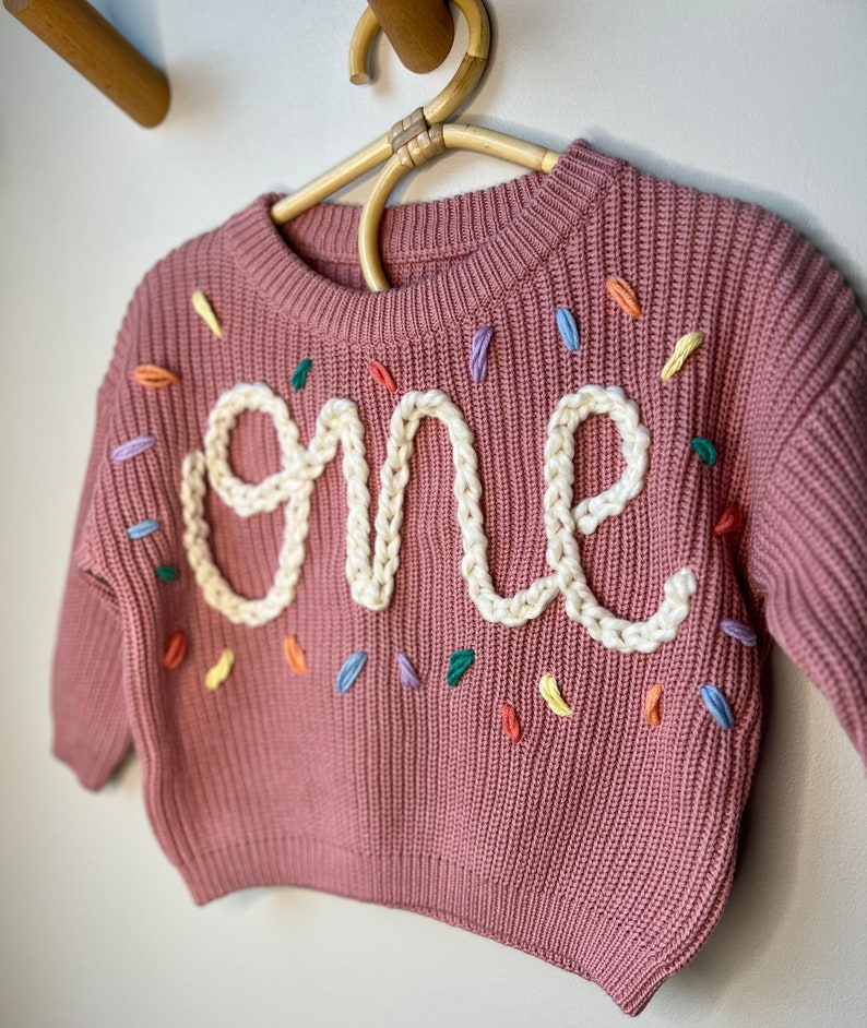 Custom birthday sweater, one year old birthday, two year old birthday, birthday sweater, baby birthday image 5