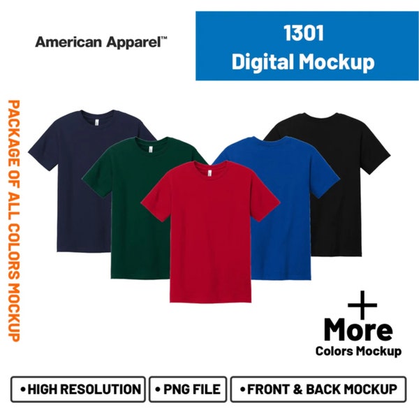 American Apparel 1301, American Apparel mockup 1301, 1301, American Apparel t shirts mockup 1301