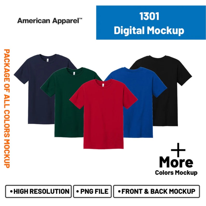 American Apparel 1301, American Apparel mockup 1301, 1301, American Apparel t shirts mockup 1301 imagem 1