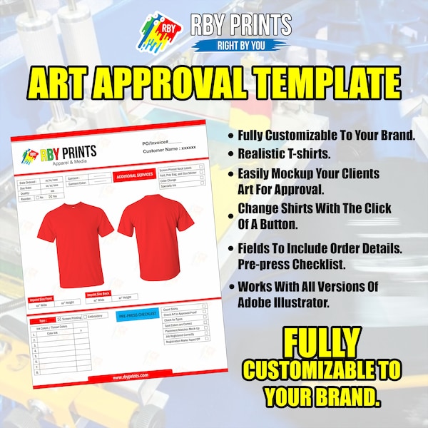 Art Approval Template For Screen Printing, Art Approval Template Silk Screen, Screen Printing Service, Color Separation, Spot Color