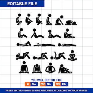 Strichmännchen Stickman Stick Mann Menschen Person Posen Körperhaltungen Squat sitzen liegen liegen bücken Rest Entspannen Piktogramm Download Icons PNG SVG Vektor