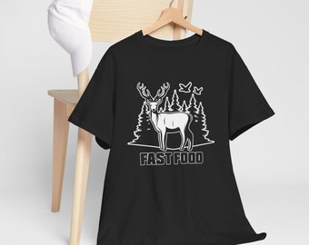 Camiseta de caza para hombres, camisa de caza de broma divertida, cazador de papá, camisas de ciervos, regalos ofensivos groseros para cazadores, ciervos de comida rápida