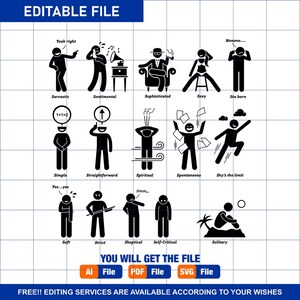 Alphabet S Neutral Personality Personalities Attitude Behavior Character Traits Stick Figure Stickman Man Person Download PNG SVG Vector