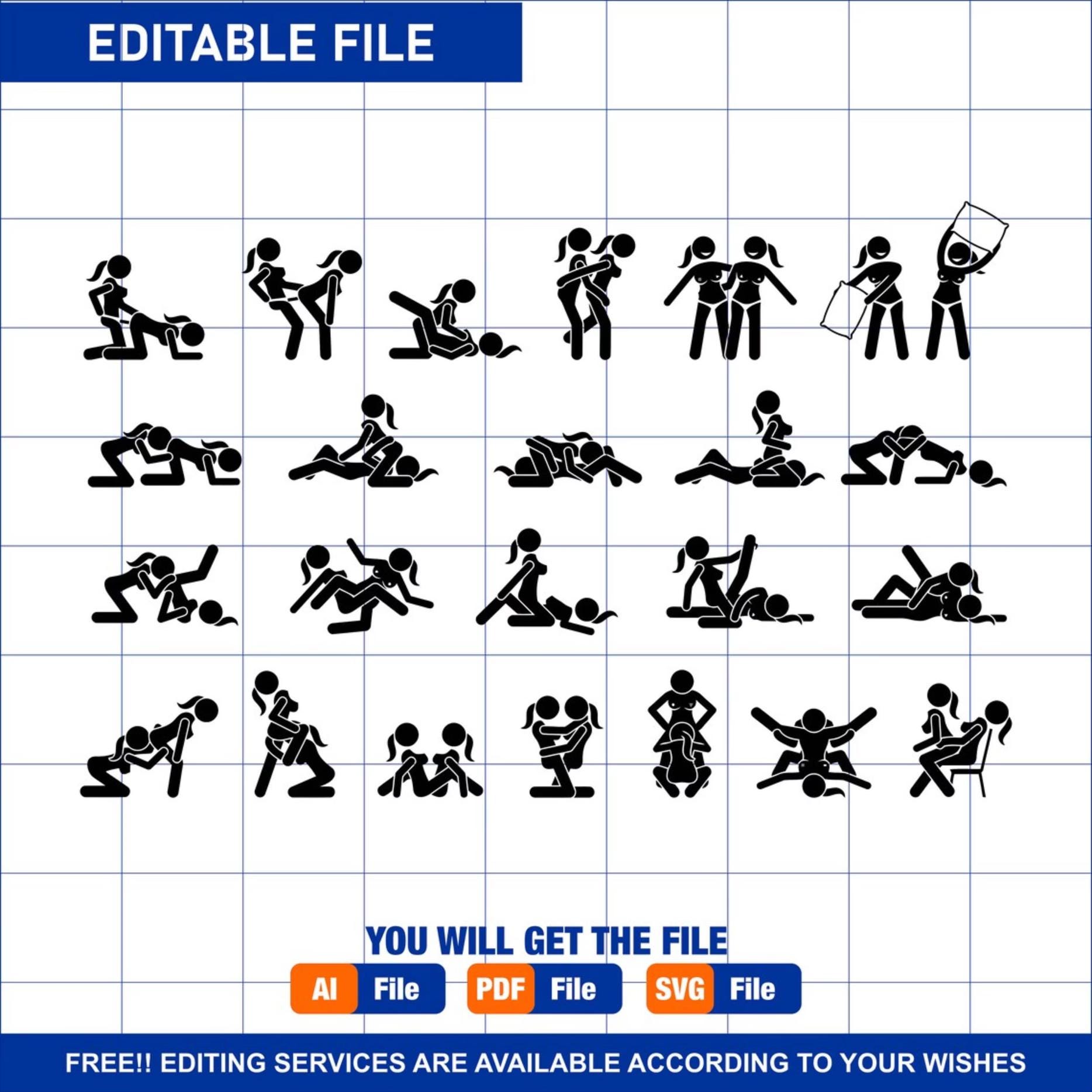 Lesbian Les Lez Gay Sexual Positions Homosexual Sex Kamasutra Fucking Fuck Hot Sexy Erotic Intimacy Female Girl Woman Women PNG SVG Vector