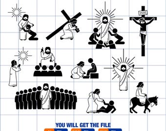 Jesus Christ Lord God Messiah Christian Christianity Faith Bible Cross Crucifixion Worship Disciples Digital Download Icons PNG SVG Vector