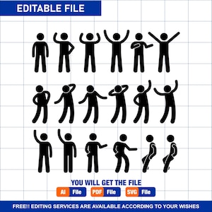 Stick Figure Stickman Stick Man People Person Poses Postures Emotions Expressions Feelings Body Languages Download Icons PNG SVG Vector