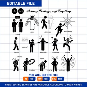 Stick Figures Man People Stickman Silhouette Action Verbs A Vector SVG PNG EPS Cliparts Clip Arts Black Pictogram Sign Symbol Graphic Icons