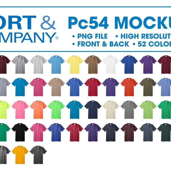 Port & Company PC54, PC54 Mockup, T shirt Mocks PC54, Tshirt Mockup, Mock-up Bundle, PC54