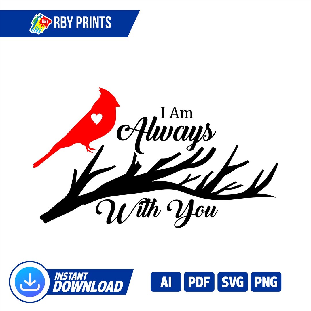 Am Always Wth You - Red Cardnal Tree Heart - (423507