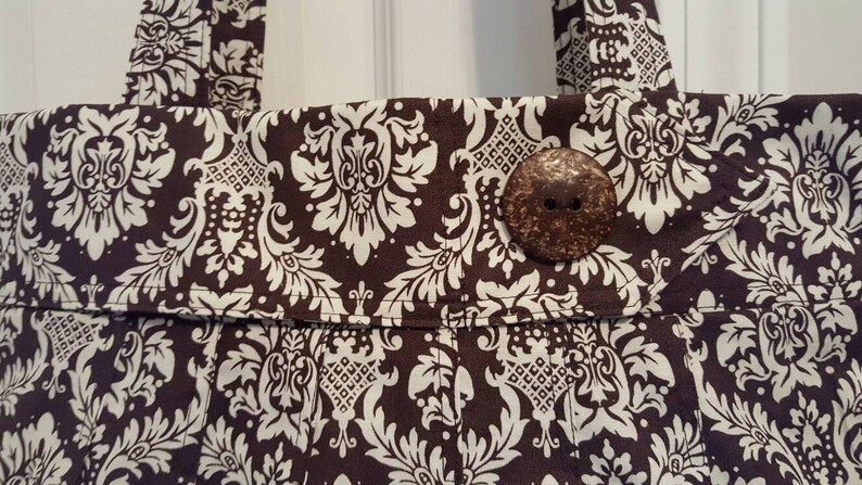 fabric tote beach bag yarn tote fabric purse Brown Print Purse