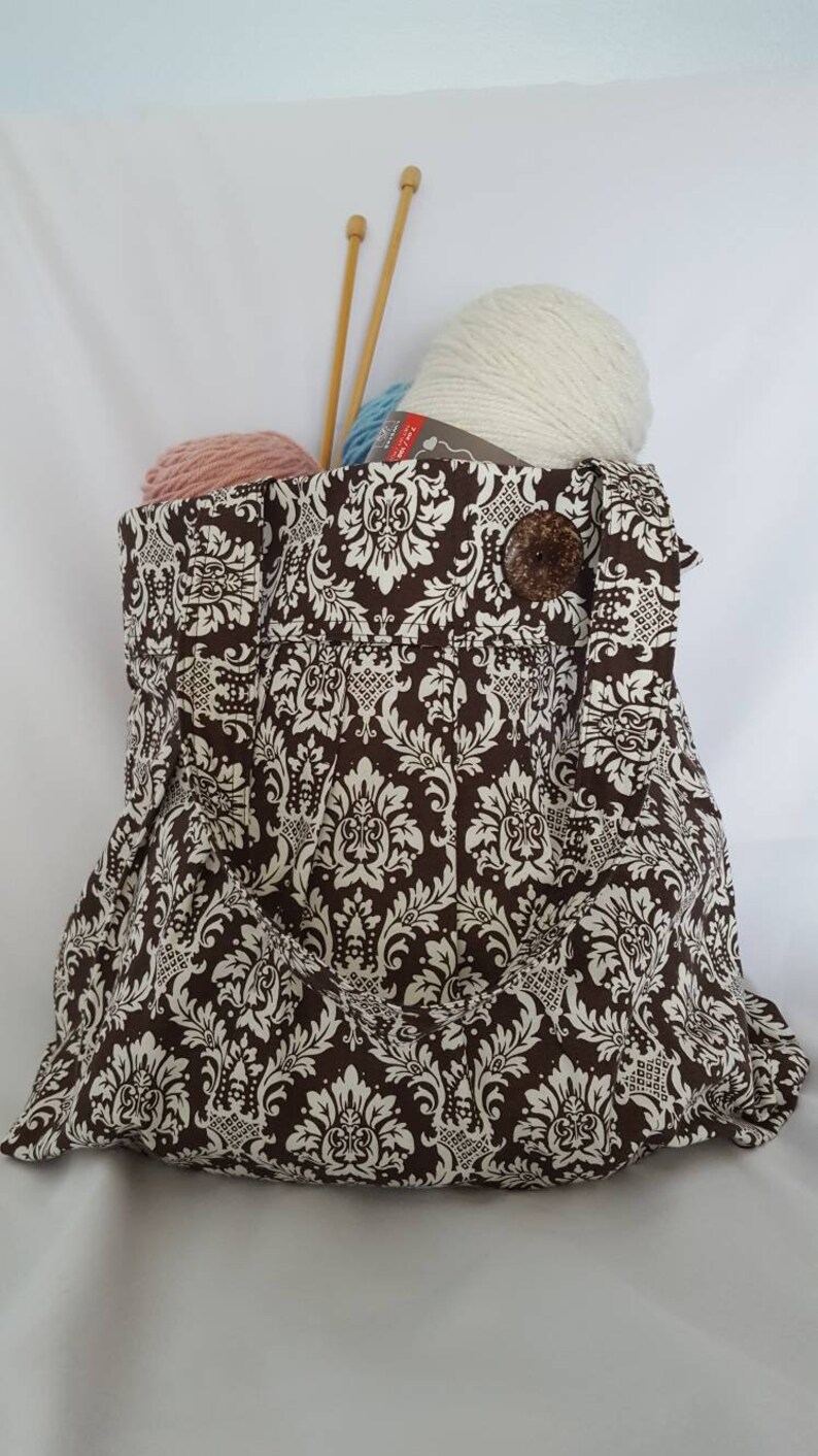 fabric tote beach bag yarn tote fabric purse Brown Print Purse