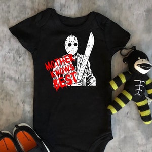 Jason Mother Knows Best Horror Baby Bodysuit Gift Horror Etsy