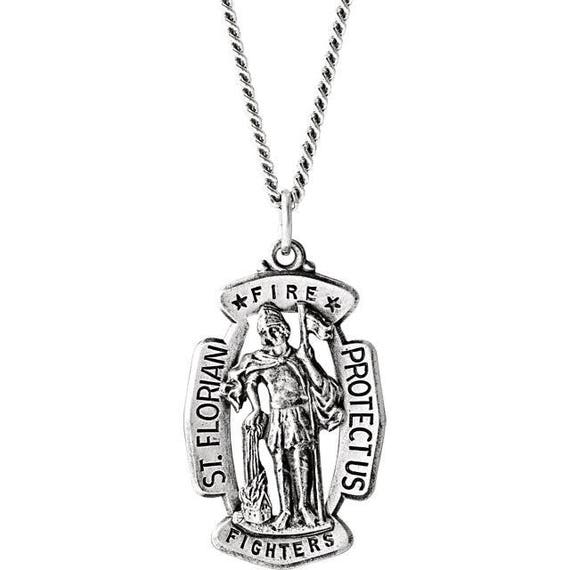 Sterling Zilver St Florian Hanger Medaille Met 24 - St Florian Gold Pendant