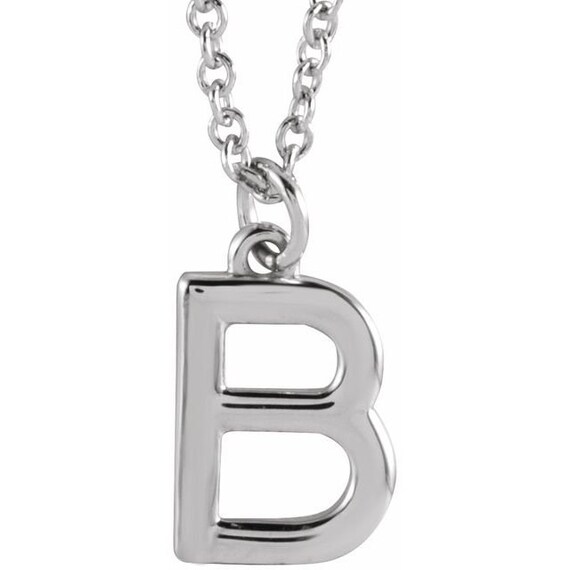 Platinum Initial Letter Necklace 16 or 