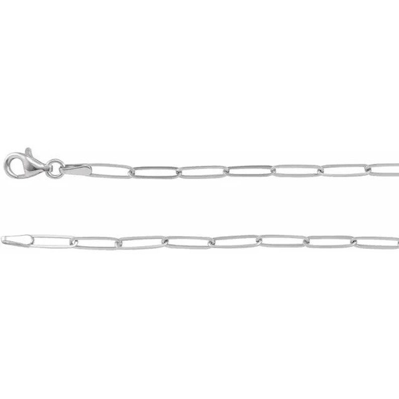 14k Yellow Gold Paperclip Chain Style 14K 2.6 mm Elongated Flat Long Link Chain 7 Bracelet 14k White Gold 14k Rose Gold