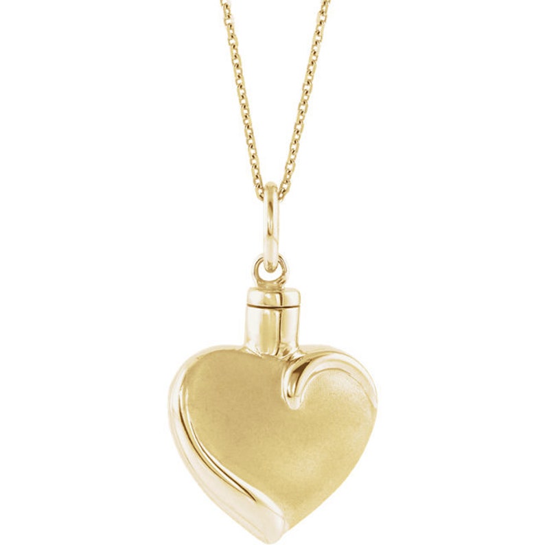 10k Gold Urn Heart Pendant Necklace Memorial Jewelry Etsy