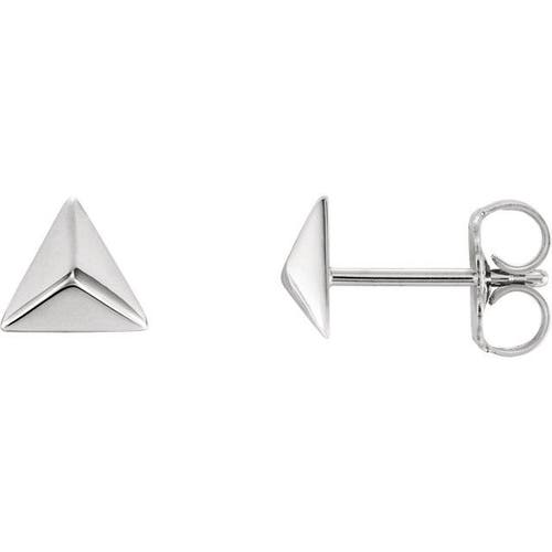 Platinum Small Pyramid Triangle Geometric Earrings 14k White - Etsy