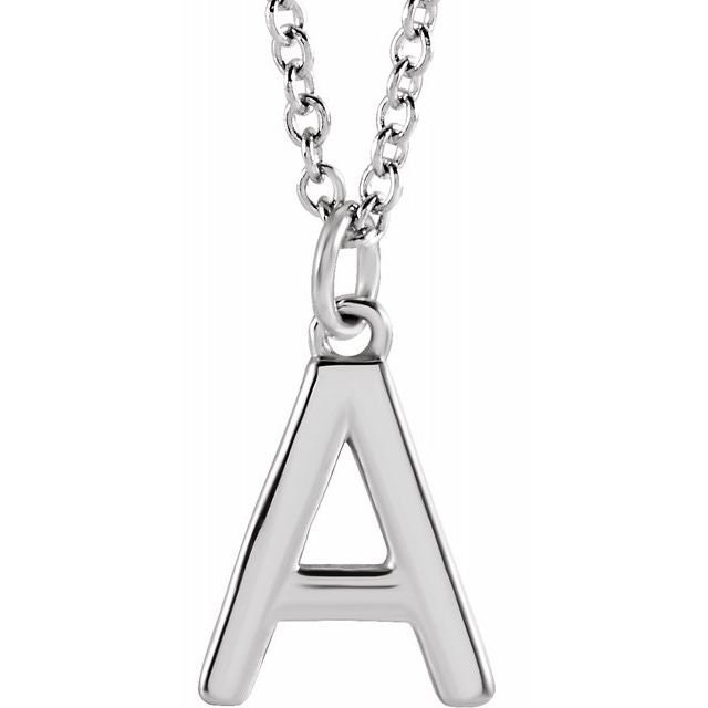 Platinum Initial Letter Necklace 16 or 
