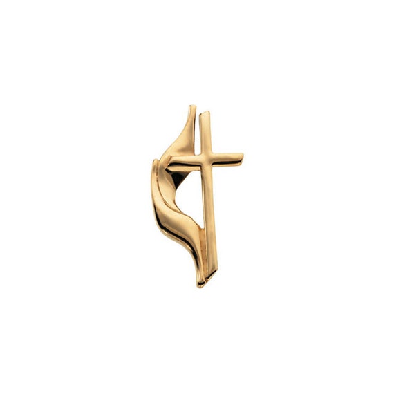 Sterling Silver Large Methodist Cross /& Flame Pend