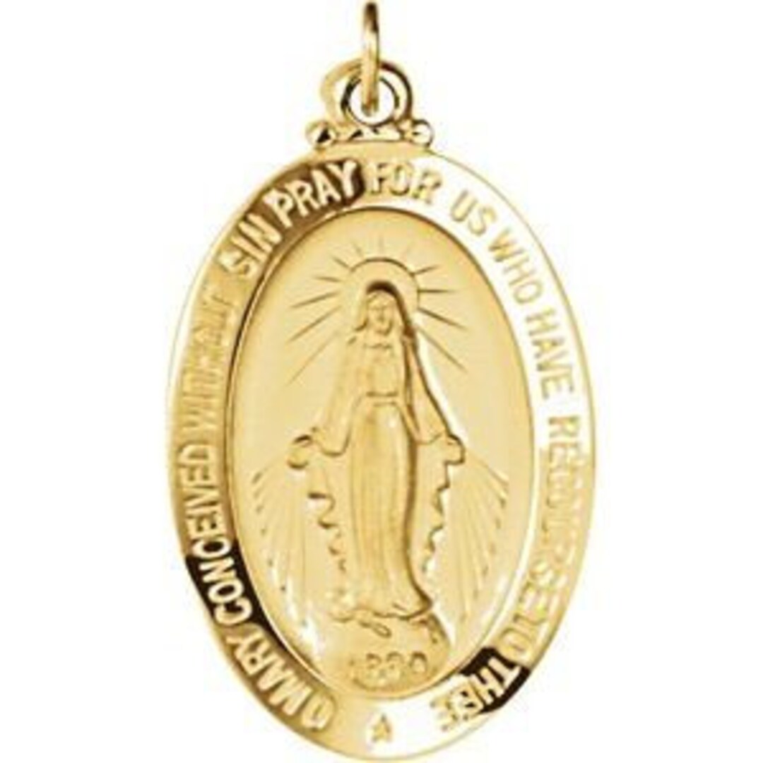 14k Gold Miraculous Medal Catholic Medal Very Small Medium - Etsy