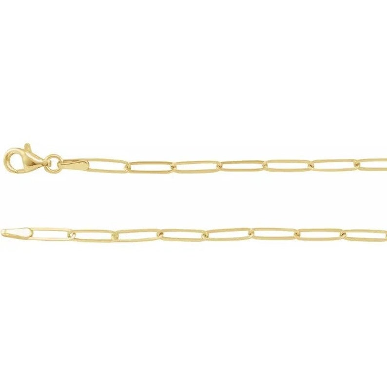 14k Yellow Gold Paperclip Chain Style 14K 2.6 mm Elongated Flat Long Link Chain 7 Bracelet 14k White Gold 14k Rose Gold
