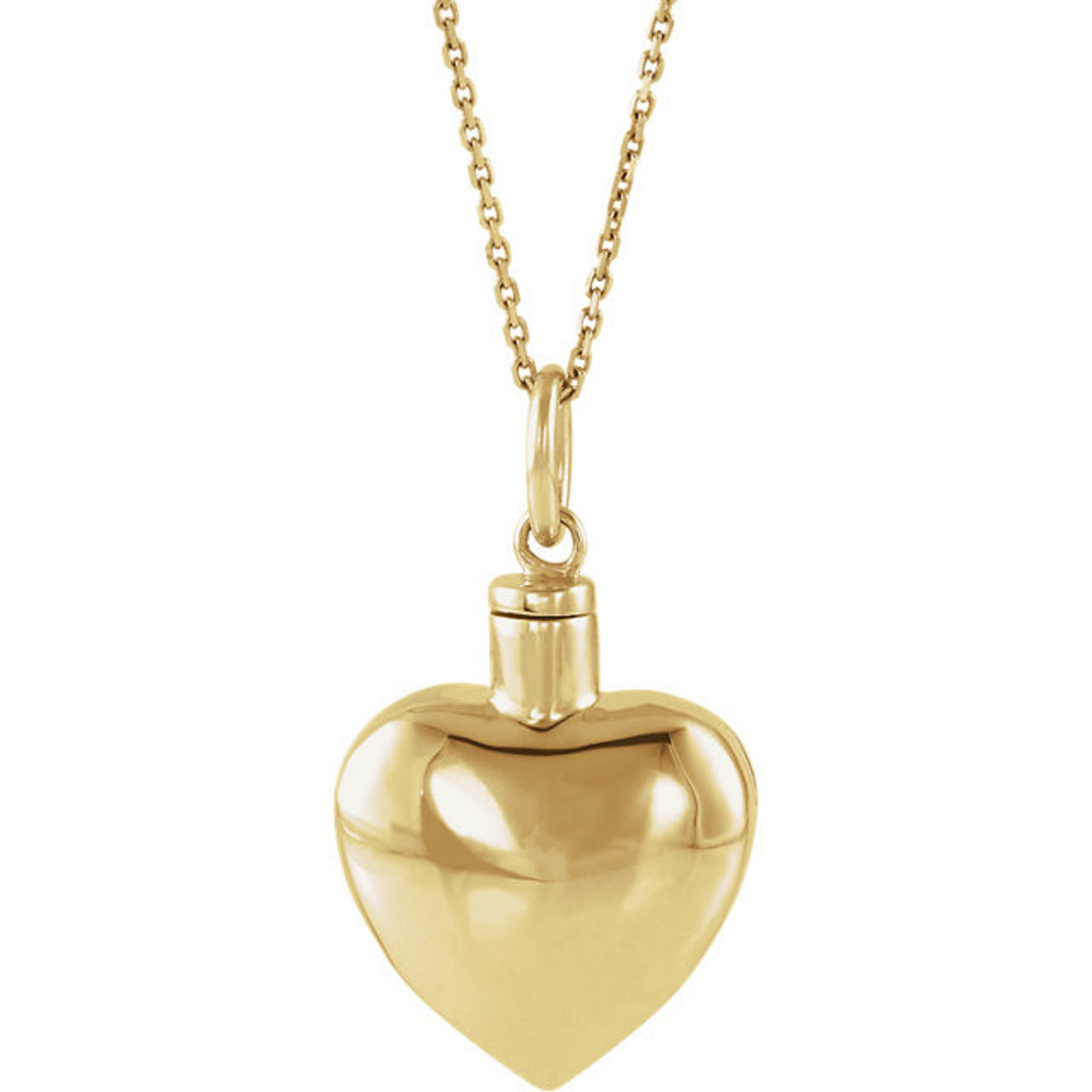10k Gold Urn Heart Pendant Necklace Memorial Jewelry Etsy