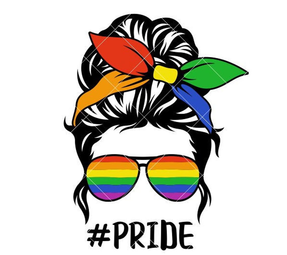 LGBTQ Gay Pride Messy Bun Hair Svg, Pride Month Svg, Gay Rainbow Svg ...