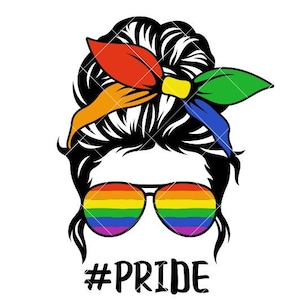 LGBTQ Gay Pride Messy Bun Haarschmuck, Pride Month Schmuck, Gay Regenbogen Schmuck, Mom Life Bundle, Silhouette Vektor Schnittdatei