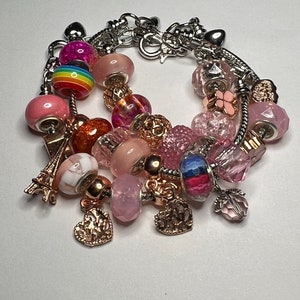 Silver Snake bracelet with Charms